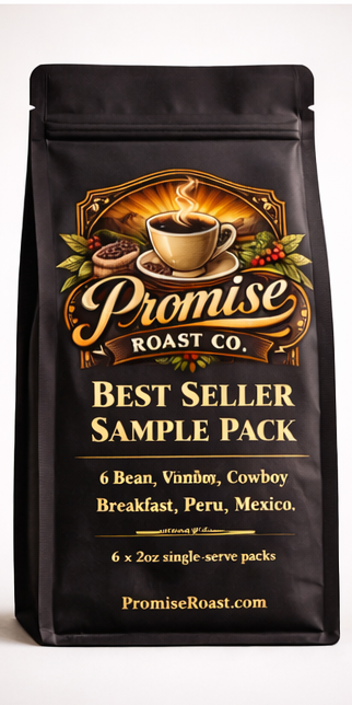 Coffee sample pack from Promise Roast Co. on a white background